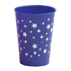 Vaso aperitivo 255 cc PP Azul impreso Estrellas Blancas