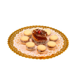 Plato blonda calado oro aries redonda