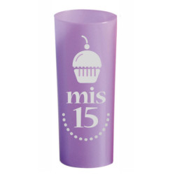 Trago largo flexible Fucsia impreso Mis 15 Plata