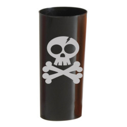 Trago largo flexible Negro CALAVERA impreso Plata