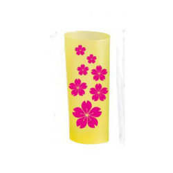 Trago largo flexible Amarillo impreso Flores Fucsia