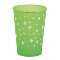 Vaso aperitivo 255 cc PP Verde impreso Estrellas Blancas