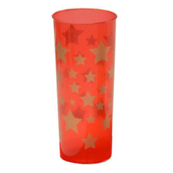 Trago largo flexible Rojo impreso Estrellas Dorado