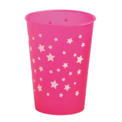 Vaso aperitivo 255 cc PP Fucsia impreso Estrellas Blancas