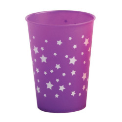 Vaso aperitivo 255 cc PP Fucsia Violeta Estrellas Blancas