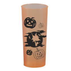 Trago largo flexible Naranja impreso Bruja Halloween Negro